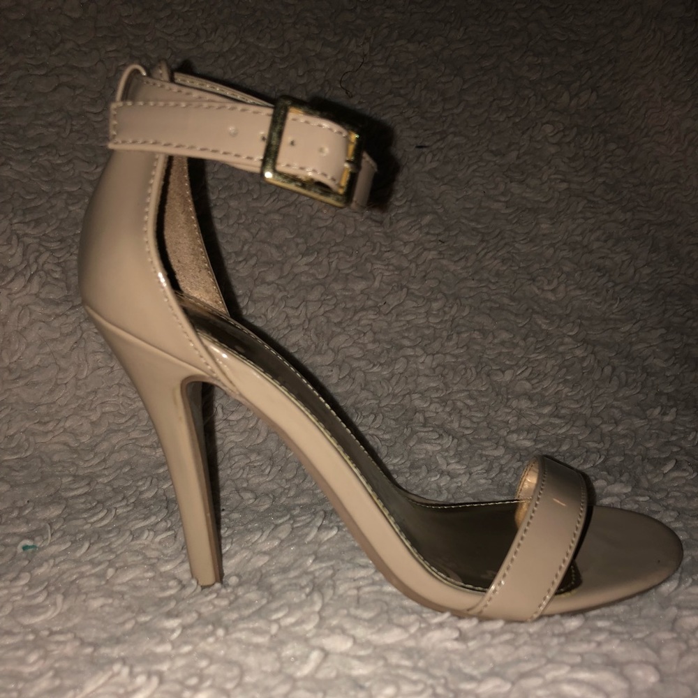 Nude ankle strap heels